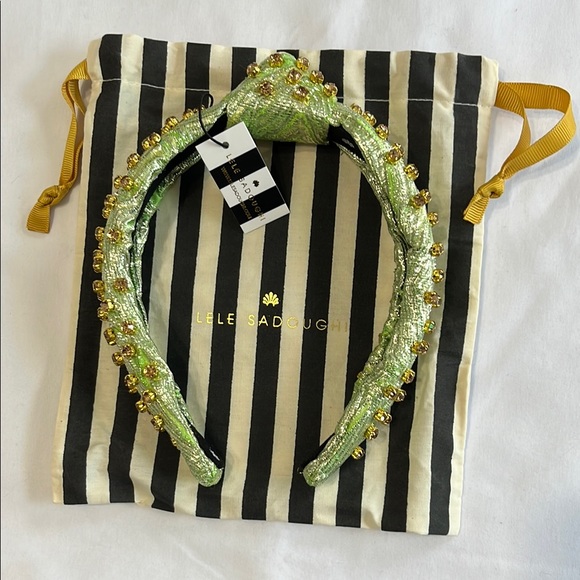 Lele Sadoughi Embellished Brocade Slim Knotted Headband in Parakeet NWT